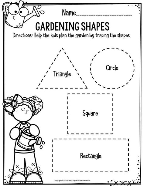 preschool worksheets gardening shapes  keeper   memories