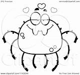 Infatuated Spider Clipart Cartoon Outlined Coloring Vector Cory Thoman Royalty sketch template