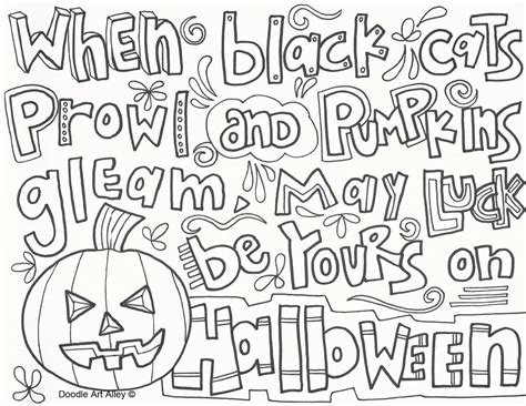 halloween coloring pages  doodle art alley print  enjoy