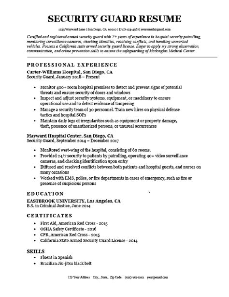 security officer resume templates