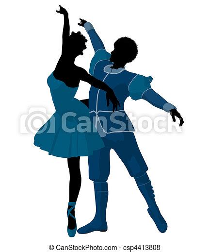 stock illustration of african american ballet couple illustration
