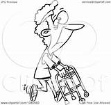 Granny Walker Outlined Exercising Healthy Illustration Her Royalty Clipart Toonaday Vector Background sketch template