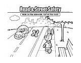 Coloring Crossing Street Safety Pages Road Related sketch template