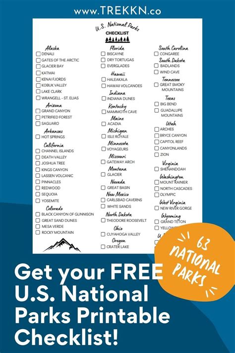 quick guide   national parks  printable list  national