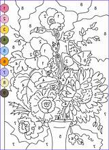 Number Color Coloring Pages Printable Flower Difficult Numbers Adults Teenagers Flowers Paint Choose Board sketch template