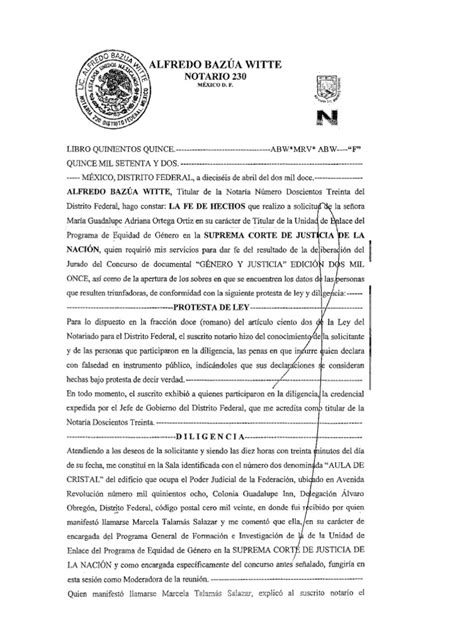 Modelo Del Acta Notarial De Otorgamiento De Testamento Cerrado Notarial