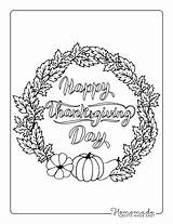Thanksgiving Coloring Pages Fall Kids Easy Adults Wreath Printables sketch template