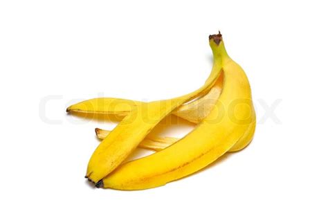 bananenschale auf weißem hintergrund stock bild colourbox