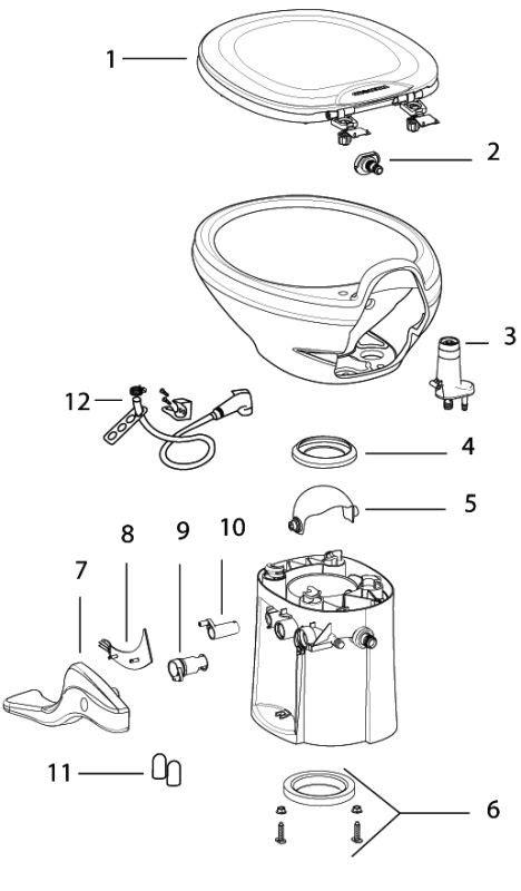 thetford aqua magic style ii replacement repair parts diagram toilet