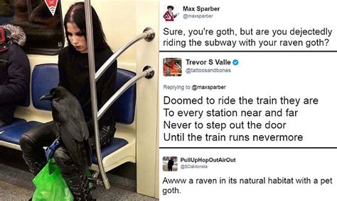 Twitter Loves Image Of Goth With A Raven On Her Knee Daily Mail Online
