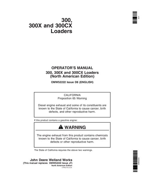 john deere   cx loaders omw operators  maintenance manual