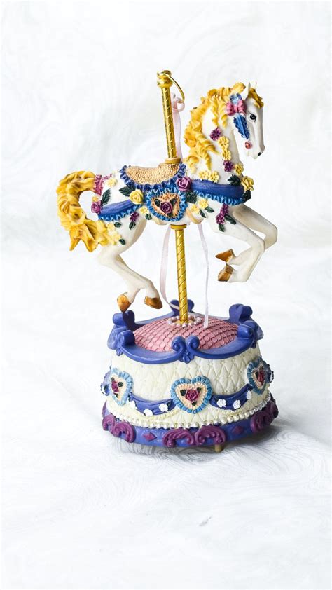 vintage carousel horse  box plays memories handcrafted etsy   carousel horses