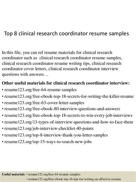 top  clinical research coordinator resume samples
