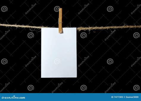 blank sheet  paper stock image image  isolated clothesline