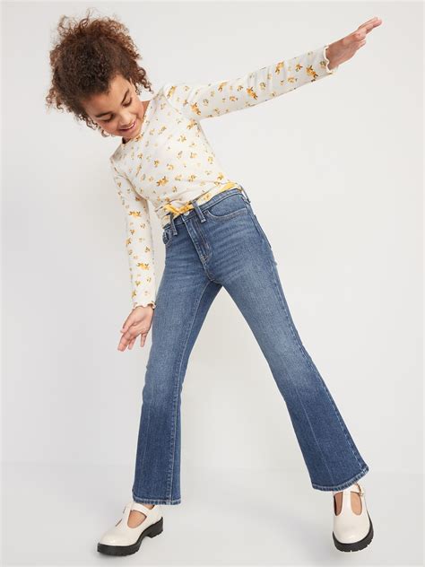 high waisted built in tough flare jeans for girls old navy