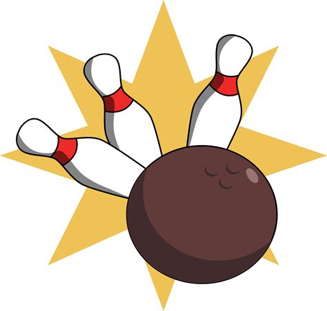 Bowling Ball Hitting Pins Vector Clipart Image Free