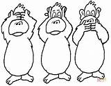 Affen Ausmalbilder Affe Monkeys Ausmalen Colorare Vedo Sento Parlo Singe Coloriages Monitos Monos Supercoloring Malvorlagen sketch template
