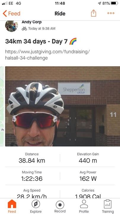andy corp 34km a day cycling challenge update halsall