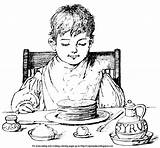 Eating Boy Coloring Pancakes Small Largest Version Click sketch template