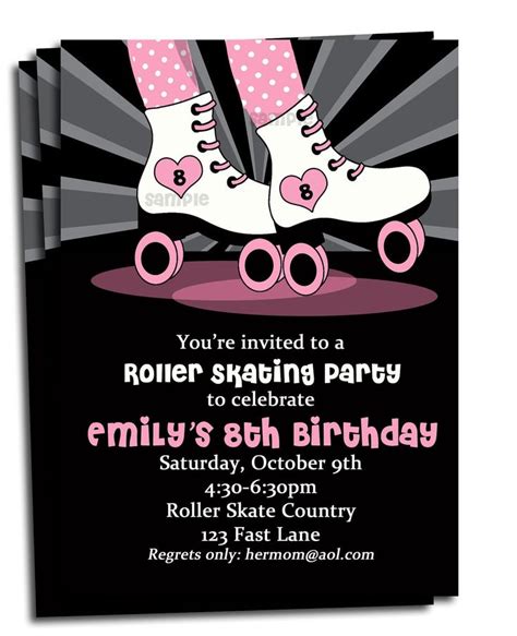 roller skating invitation printable  printed   etsy