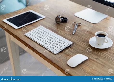 picture  modern office desk  devices stock photo image  digital concept