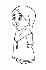 Hijab Coloring Gambar Mewarnai Kartun Muslimah Pages Princess Template sketch template