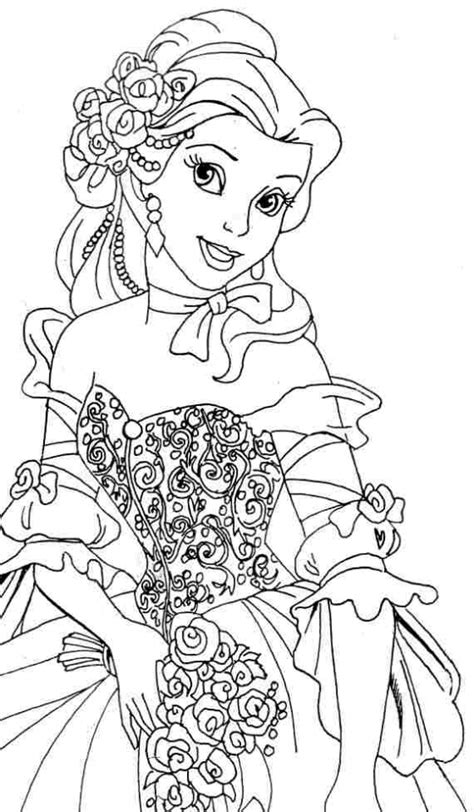 belle coloring pages disney princess  girls