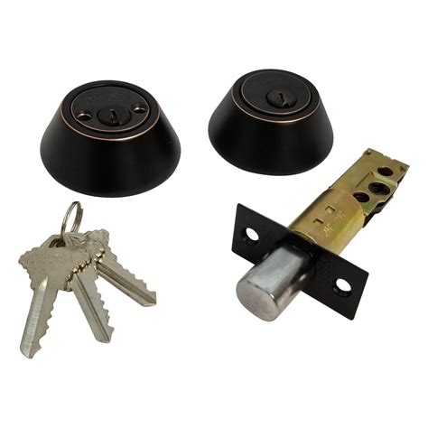 ri key security double sided deadbolt lock entry door keyed cylinder  keys oil rubbed