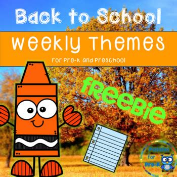 freebie weekly themes list  pre   preschool  passion  pre
