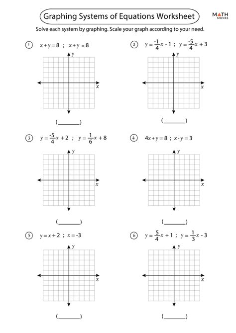 graphing systems  equations worksheets math monks