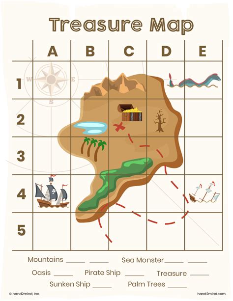 treasure map grid worksheets worksheets gambaran