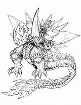 Godzilla Coloring Pages Space Drawing Ultimate Shin Printable Color Sketch Creatures Fantasy Popular Mythology sketch template