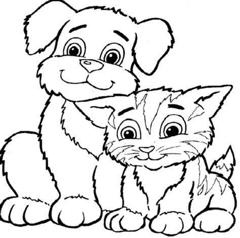 cat  dog printable coloring pages