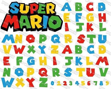 Super Mario Font Svg Mario Abc Letter Alphabet In Colors