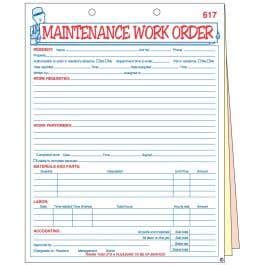maintenance work order forms  parts  track  maintenance