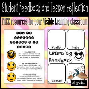 student feedback  lesson reflection   visible learning classroom