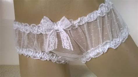 Lovely White Sheer Lace Panties Frilly Sissy Frou Frou