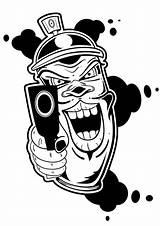 Gangster Spraycan Spray Bombe Gangsta Stockillustratie St2 sketch template