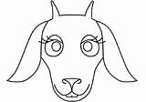 Goat Face Clipart Template Colouring Mask Outline Pages Cabra Printable Coloring Templates Clip Color Goats Mascara Animal Máscara Cliparts Colorear sketch template