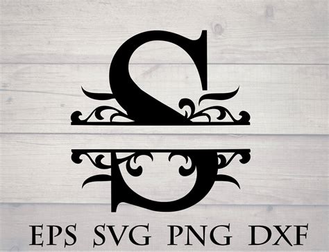 monogram split letter svg divided initial  svg swirl