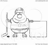 Hockey Chubby Player Sign Man Clipart Cartoon Cory Thoman Outlined Coloring Vector 2021 sketch template
