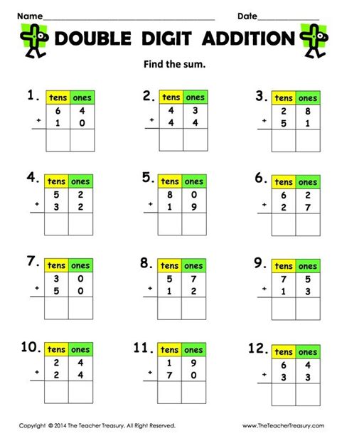 printable  digit addition worksheets  regrouping