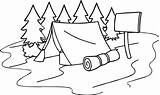 Camping Coloring Tent Camp Sleeping Bag Summer Wecoloringpage Snoopy sketch template