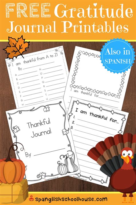 gratitude journal printables  children spanglish schoolhouse
