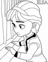 Elsa Coloring Pages Little Window Watching Coloringsky Frozen Anna Drawing Kids Color Queen sketch template