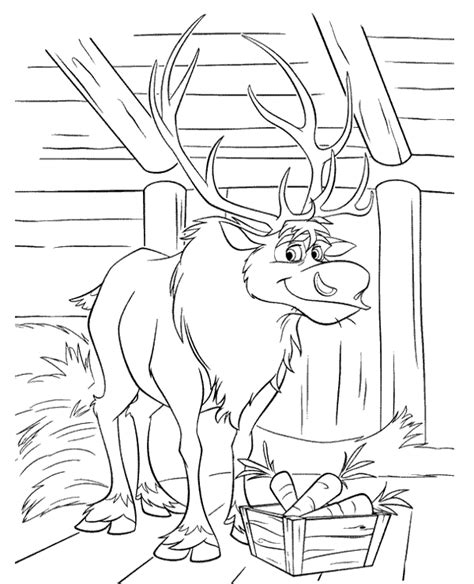 sven coloring page reindeer frozen topcoloringpagesnet