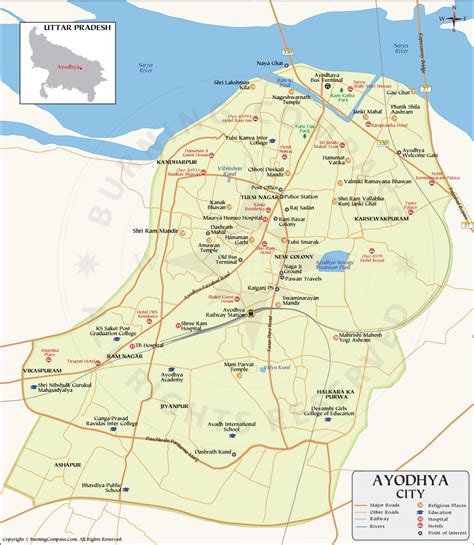 ayodhya map ayodhya city map ayodhya ka naksha uttar pradesh india