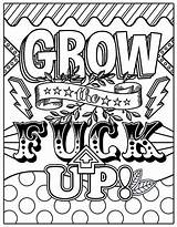 Coloring Pages Adult Swear Printable Adults Words Word Fuck Grow Only sketch template