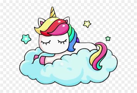 unicorn sleep cloud rainbow kawaii draw  cute unicorn   cloud