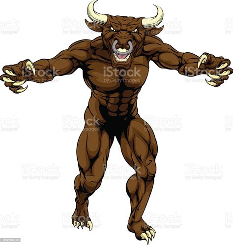 Bull Minotaur Character Attacking Stock Illustration Download Image